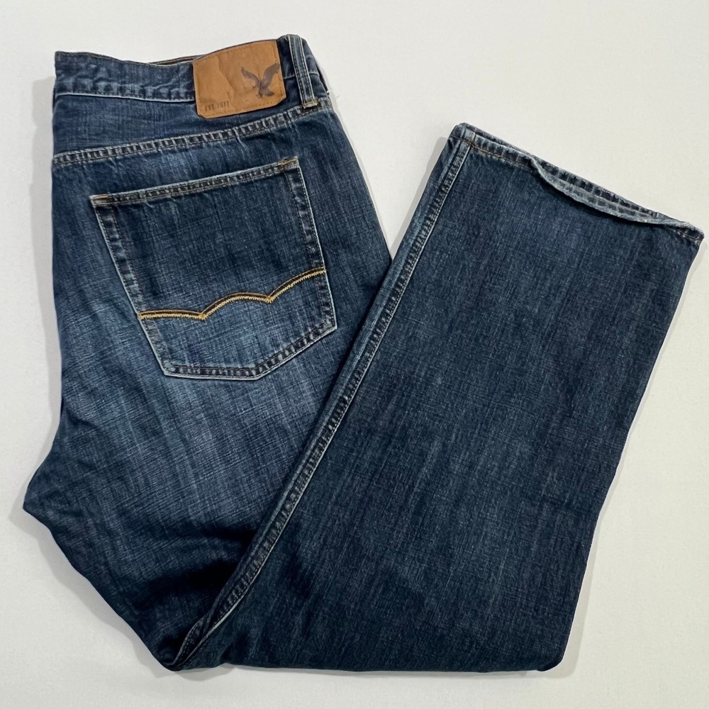 American Eagle Loose Fit Jeans Dark Wash Blue Denim Men's 38x29 Tag 36x30